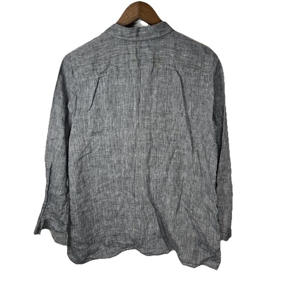 J Jill Love Linen Essential Shirt Grey Minimalist Beach Large Petite - Picture 7 of 7
